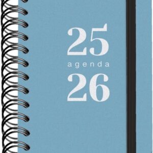 dohe grammar agenda escolar 25/26 espiral a6 dia pagina papel 80g/m2 cubierta de polipropileno cierre de goma elastica color azul