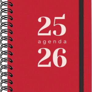 dohe grammar agenda escolar 25/26 espiral a6 dia pagina papel 80g/m2 cubierta de polipropileno cierre de goma elastica color rojo