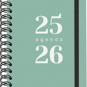 dohe grammar agenda escolar 25/26 espiral a6 dia pagina papel 80g/m2 cubierta de polipropileno cierre de goma elastica color verde