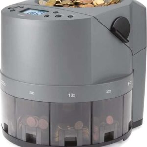 safescan 1450 eur contadora y clasificadora automatica de monedas cuenta y clasifica 500 monedas por minuto funcion de impresion capacidad de la tolva de hasta 1.000 monedas