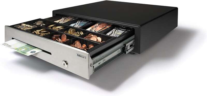 safescan hd 4141s cajon portamonedas 8 compartimentos para monedas y 4 para billetes hasta 2 millones de aperturas