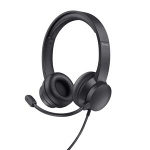 trust ayda auriculares con microfono diadema ajustable almohadillas acolchadas control de volumen en auricular cable de 1.80m color negro