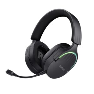 trust gxt491 fayzo auriculares gaming bluetooth, usb 2.4ghz iluminacion rgb microfono extraible diadema ajustable autonomia hasta 22h controles de facil acceso color negro