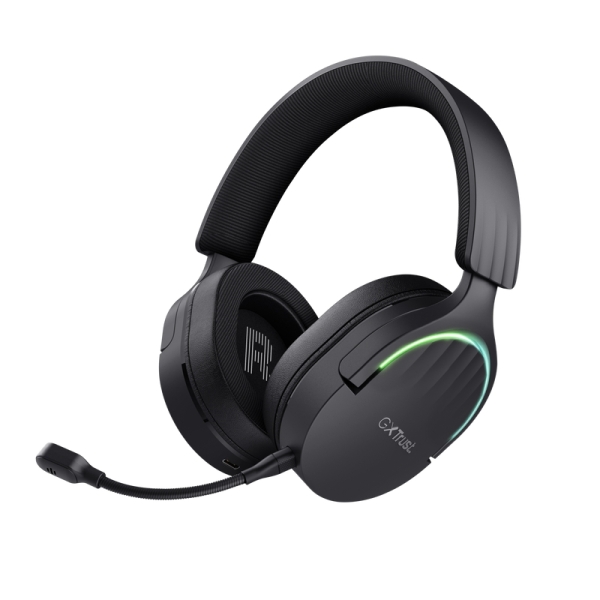 trust gxt491 fayzo auriculares gaming bluetooth, usb 2.4ghz iluminacion rgb microfono extraible diadema ajustable autonomia hasta 22h controles de facil acceso color negro
