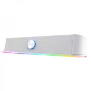 trust gxt 619 thorne barra de sonido gaming 12w iluminacion rgb jack 3.5mm control de volumen color blanco