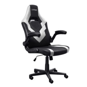 trust gxt 703w riye silla gaming reposabrazos ruedas de nylon piston de gas clase 4 base metal peso max. 140kg color negro/blanco