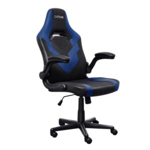 trust gxt 703b riye silla gaming reposabrazos ruedas de nylon piston de gas clase 4 base metal peso max. 140kg color negro/azul