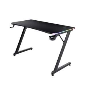 trust mesa gaming gxt 709 luz rgb portavasos y gancho para auriculares