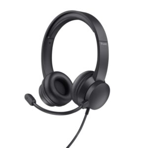 trust auriculares ayda para pc diadema ajustable mando de volumen supraaural microfono plegable conexion de audio de 3.5 mm sensibilidad del microfono 95db
