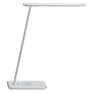 unilux lampara de escritorio led jazz iluminacion led de bajo consumo diseño moderno y elegante brazo flexible para ajustar la luz color gris metalizado