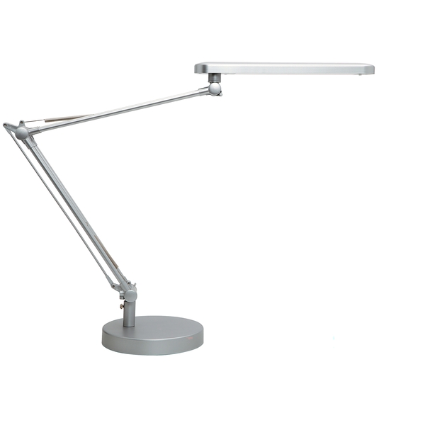 unilux lampara de escritorio led mamboled diseño moderno y elegante luz led de bajo consumo color gris metalizado ideal para espacios de trabajo
