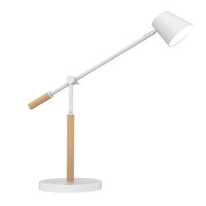 unilux lampara de escritorio led vicky diseño moderno y elegante luz led de bajo consumo ajustable en altura y angulo color blanco/madera
