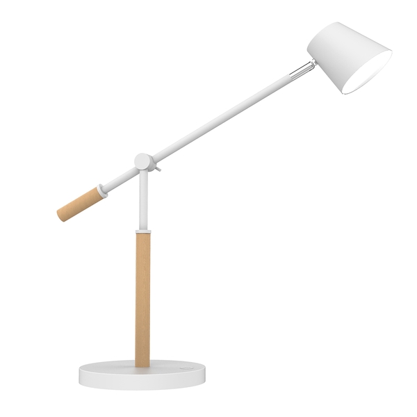 unilux lampara de escritorio led vicky diseño moderno y elegante luz led de bajo consumo ajustable en altura y angulo color blanco/madera