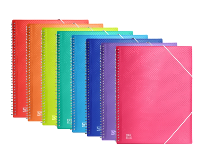 oxford urban a4 carpeta de 20 fundas con espiral fundas de 50mic tapa de plastico translucido cierre de gomas colores surtidos