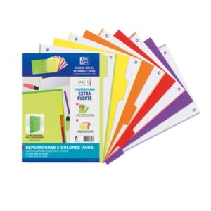 oxford strongline a4 separadores 5 posiciones 4 taladros plastico opaco 500 micras colores surtidos