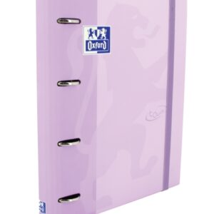 oxford europeanbinder touch a4+ carpeta de anillas con recambio cuadricula 5x5 tapa extradura cierre con goma elastica color malva pastel