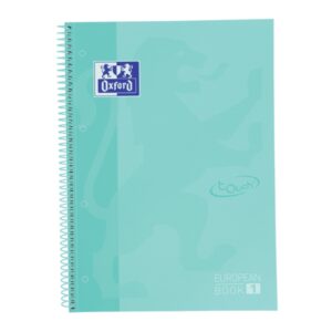 oxford school touch europeanbook 1 cuaderno a4+ 80 hojas cuadricula 5x5mm tapa extradura color ice mint
