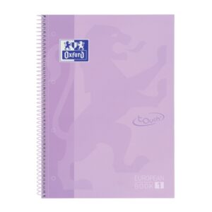 oxford school touch europeanbook 1 cuaderno a4+ 80 hojas microperforadas cuadricula 5x5mm tapa extradura color malva pastel