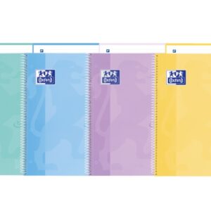 oxford school touch europeanbook 1 cuaderno a5+ 80 hojas microperforadas rayado dots tapa extradura colores pastel surtidos