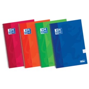 oxford school classic write&erase 4º cuaderno espiral tapa extradura resistente 4x4 con margen 80 hojas colores surtidos