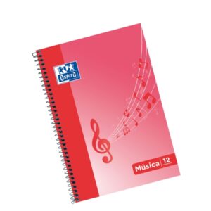 oxford school musica fº cuaderno espiral tapa blanda 12 pentagramas interlineado de 2.5mm 20 hojas ilustracion en la tapa