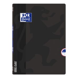 oxford school openflex a4 libreta grapada tapa de plastico resistente 1 linea con 2 margenes 48 hojas de alta calidad color negro