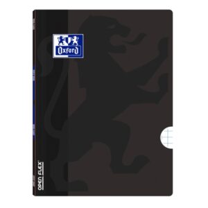 oxford school openflex a4 libreta grapada tapa de plastico resistente cuadricula 5x5 con 2 margenes 48 hojas de alta calidad color negro