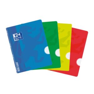 oxford school openflex a5 libreta grapada tapa de plastico resistente 48 hojas con cuadricula 5x5 2 margenes para anotaciones colores surtidos