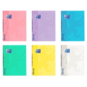 oxford school openflex write&erase a4 libreta grapada tapa de plastico resistente 1 linea con 2 margenes 48 hojas de colores pastel ideal para escribir y borrar facilmente