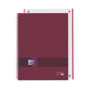 oxford & you europeanbook a4+ tapa extradura cuaderno de 80 hojas tamaño a4+ cuadricula 5x5 color burdeos