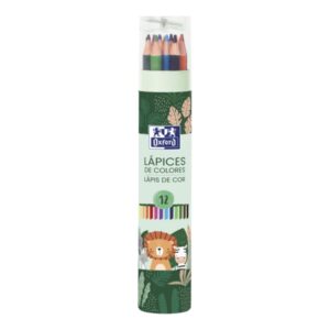 oxford animal besties tubo de 12 lapices de colores + sacapuntas fabricados en madera lapices decorados con diseños de animales colores surtidos