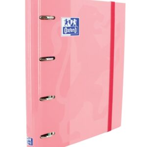 oxford europeanbinder classic a4+ carpeta de anillas con recambio cuadricula 5x5 tapa extradura cierre con goma elastica color rosa chicle