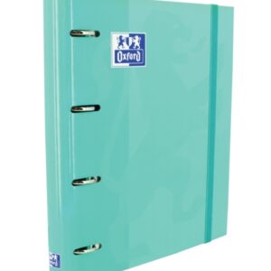 oxford europeanbinder classic a4+ carpeta de anillas con recambio cuadricula 5x5 tapa extradura cierre con goma elastica color ice mint