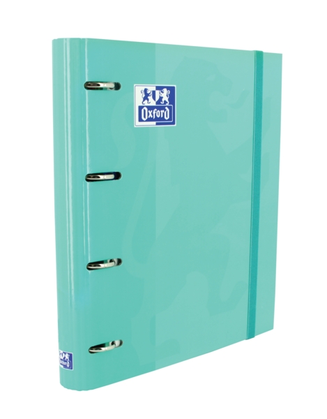 oxford europeanbinder classic a4+ carpeta de anillas con recambio cuadricula 5x5 tapa extradura cierre con goma elastica color ice mint