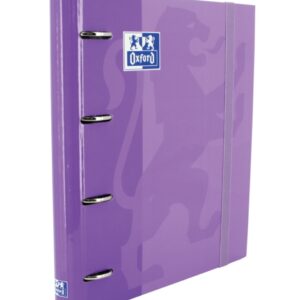 oxford europeanbinder classic a4+ carpeta de anillas con recambio cuadricula 5x5 tapa extradura cierre con goma elastica color malva
