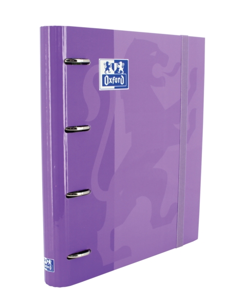 oxford europeanbinder classic a4+ carpeta de anillas con recambio cuadricula 5x5 tapa extradura cierre con goma elastica color malva