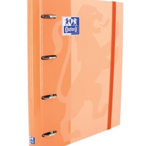 oxford europeanbinder classic a4+ carpeta de anillas con recambio cuadricula 5x5 tapa extradura cierre con goma elastica color melocoton