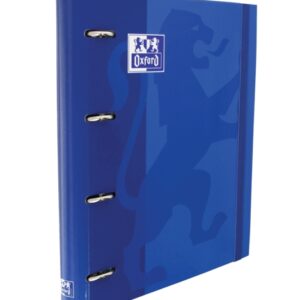 oxford europeanbinder classic a4+ carpeta de anillas con recambio cuadricula 5x5 tapa extradura cierre con goma elastica color azul marino