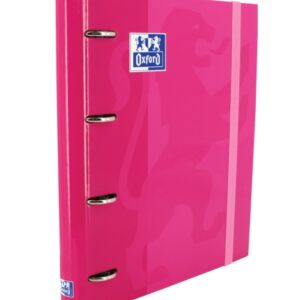 oxford europeanbinder classic a4+ carpeta de anillas con recambio cuadricula 5x5 tapa extradura cierre con goma elastica color fucsia