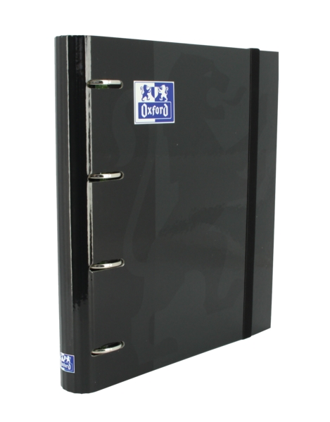 oxford europeanbinder classic a4+ carpeta de anillas con recambio cuadricula 5x5 tapa extradura cierre con goma elastica color negro
