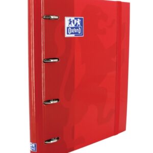 oxford europeanbinder classic a4+ carpeta de anillas con recambio cuadricula 5x5 tapa extradura cierre con goma elastica color rojo