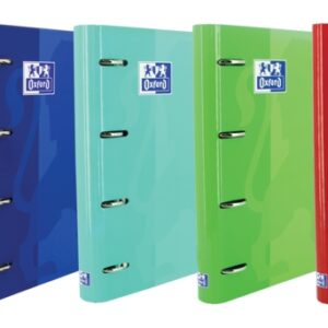 oxford europeanbinder classic a4+ carpeta de anillas con recambio 1 linea tapa extradura cierre con goma elastica colores surtidos