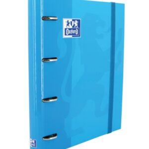 oxford europeanbinder classic a4+ carpeta de anillas con recambio cuadricula 5x5 tapa extradura cierre con goma elastica color turquesa