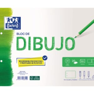 oxford dibujo escolar bloc espiral dibujo a4+ tapa blanda/contratapa rigida 20 hojas 130gr con recuadro y 2 taladros