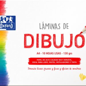 oxford dibujo escolar sobre de laminas de dibujo a4 10 hojas de 130gr papel liso de alta calidad ideal para estudiantes y artistas