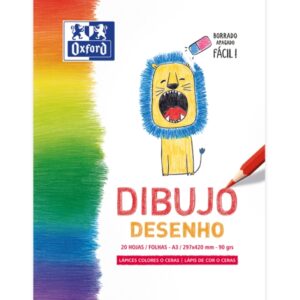 oxford dibujo infantil/ocio bloc encolado a3 tapa blanda/contratapa rigida 20 hojas 90gr ideal para dibujar y colorear