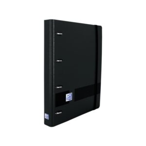 oxford europeanbinder live&go a5+ con recambio dots tapa plastico superresistente anillas 4x25mm cierre con goma elastica color negro
