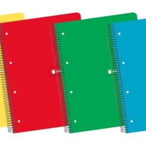 enri a4+ europeanbook tapa dura resistente espiral de alta calidad 120 hojas de papel cuadriculado 5x5 colores surtidos