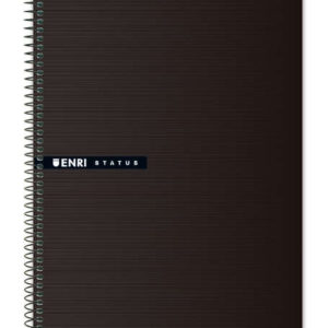 enri status cuaderno espiral tamaño 4º cuadricula 4mm 100 hojas con margen tapa dura color negro