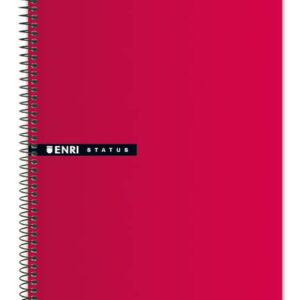 enri status cuaderno espiral tamaño 4º cuadricula 4mm 100 hojas con margen tapa dura color rojo